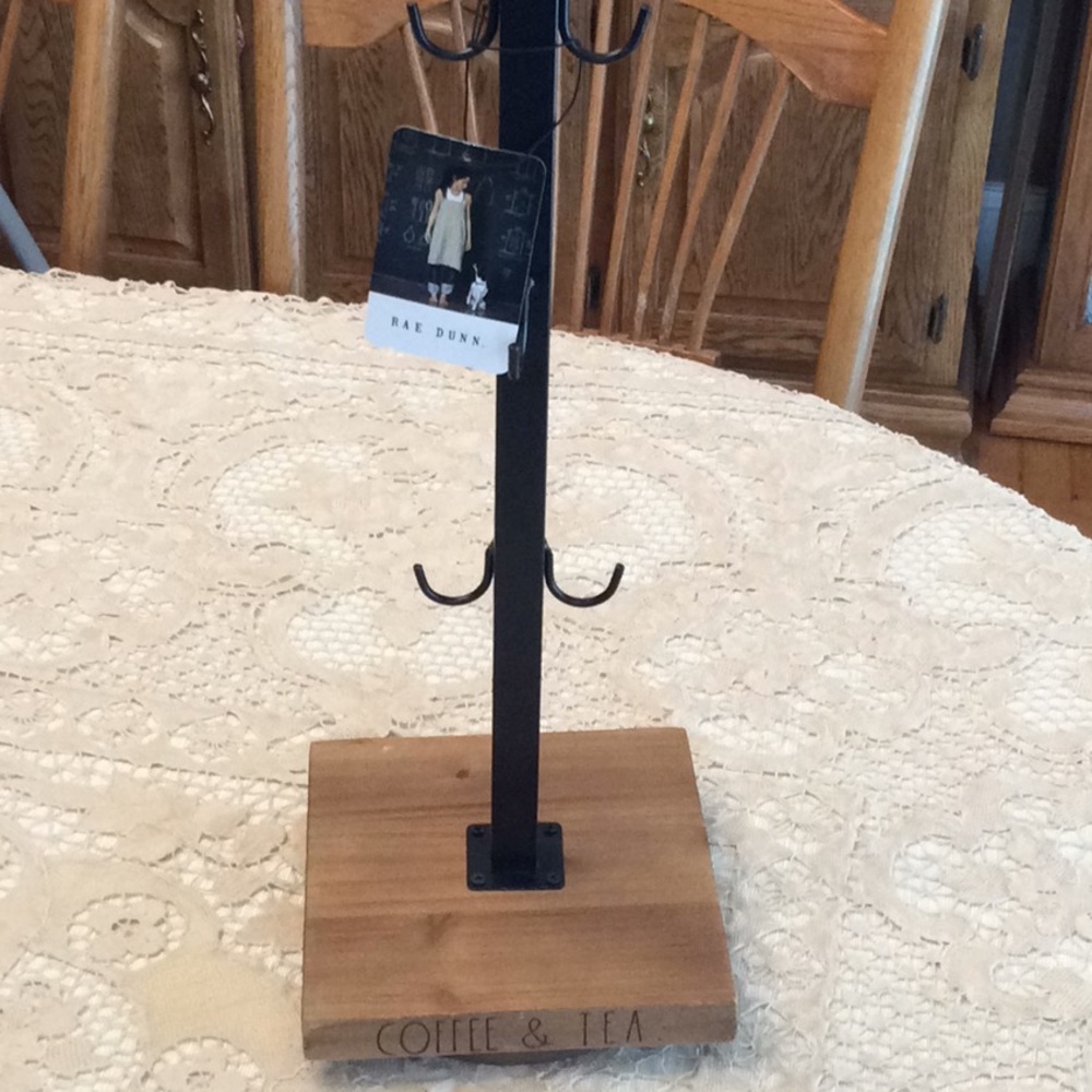 Rae Dunn Coffee and Tea rack on a turn table